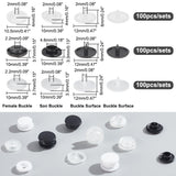 1 x Brand New NBEADS 300 Sets 3 Styles Plastic Snap Buttons, Round Buttons Makeup Shoe Charms Button Accessories for Suit Jacket Coat Clothing Accessories Sewing DIY - RRP €19.2