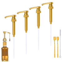 2 x Brand New Shockassist 4 PCS 19cm Click Plastic Pump Dispenser Syrup Pump Dispenser for Kitchen Spice Bathroom Liquid Soap Lotion with 2 Spoons 1 Brush Gold  - RRP €45.6