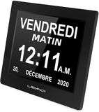 1 x RAW Customer Returns Lemnoi LCD Digital Clock Calendar Date Day and Time Non-abbreviated Clock Auto Dimming 8 Languages HD Display Reminder for Alzheimer s Elderly and Children - RRP €47.22