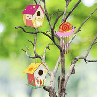 1 x Brand New Exogio 4 Pack DIY Bird House Kit for Kids, Bird House Wind Chime Craft Kit Sets, Wooden Puzzle Crafts for Kids for Building and Painting, Gifts for Kids and Girls - RRP €17.14