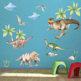 1 x Brand New Runtoo Large Dinosaur Wall Stickers for Boys Tropical Dino Wall Sticker Kids Room Bedroom Baby Nursery Wall Decor - RRP €20.4