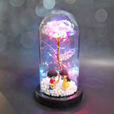 1 x Brand New Konesky Beauty and the Beast Rose, Colorful Artificial Rose Petal Gifts for Women, Rose and LED Light in Glass Dome on Base, Rose Gifts for Women - Guitar Pair - RRP €30.0