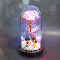 1 x Brand New Konesky Beauty and the Beast Rose, Colorful Artificial Rose Gifts for Women, Rose and LED Light in Glass Dome on Base Rose Gifts for Women-Guitar Pair - RRP €22.8