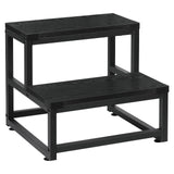 1 x RAW Customer Returns LIANTRAL Step Stool for Adults and Children, 2-Step Stool, Heavy Duty Steel and Sturdy Wooden Stool, Load Capacity up to 200KG, Step Stool for Bed, Kitchen, Bathroom, Black - RRP €40.33