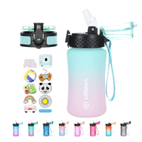 1 x RAW Customer Returns GOPPUS 350ml 12oz Children s Water Bottle with Straw Water Bottle for Carbonated Drinks BPA-free Children s Drinking Bottles with Time Marking for Girls Leak-proof Bottle Kids Water Bottle - RRP €10.56