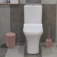 1 x RAW Customer Returns AJEUNGAIN Modern Bathroom Set Pink, Decorative Bathroom Equipment Sets Organizer, Bathroom Set Trash can, toilet brush, soap dispenser and toothbrush cup tray pink  - RRP €58.48