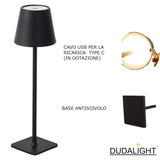 1 x Brand New DUDALIGHT USB Rechargeable LED Table Lamp - Wireless, Touch, Dimmable for Restaurant, Desk, Bedside - 3 LED Lights of Different Intensity - RRP €43.64