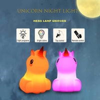 1 x RAW Customer Returns xinjinhju Night Light for Children Unicorn Bedside Lamp Nursery Light Children Night Lights Decorative Lights - Eye Protection, Adjustable Brightness and Color, Time Setting - Medium - RRP €21.98