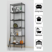 1 x RAW Customer Returns Solerconm Metal Storage Rack 6 Tiers Furniture Storage Cabinet Kitchen Shelf Bathroom for Kitchen Living Room Balcony Closet Pantry Garage Black, 42 x 30 x 160 cm  - RRP €86.36