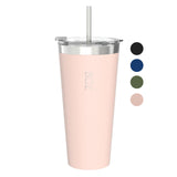 1 x RAW Customer Returns BOZ drinking cup with lid and straw - coffee cup to go 650 ml - cup with straw - leak-proof dishwasher safe - insulated cup 4h hot 8h cold - pink - RRP €16.99