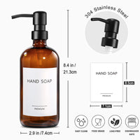 1 x RAW Customer Returns MIUSITE Soap Dispenser Glass, 500ml Soap Dispenser Brown with Stainless Steel Pump, Solid Soap Dispenser Set for Kitchen, Bathroom and Shower, Vintage Brown Glass Bottles with Pump and Labels - 2 Pieces - RRP €18.41