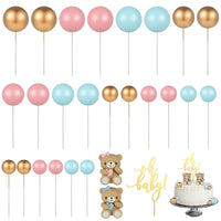 7 x RAW Customer Returns ALTcompluser 27 Pieces Cute Bear Cake Decoration Balls with Oh Baby Cake Topper Gold DIY Foam Balls Cake Topper for Boys Girls Gender Reveal Party Decoration Baby Shower Wedding Anniversary Blue Pink Gold  - RRP €102.97