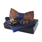 1 x Brand New Holibanna Wooden Tie Set for Men Handmade Wooden Cufflinks Bow Tie Square Blue - RRP €27.6