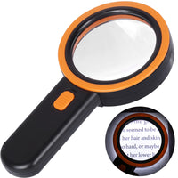 1 x RAW Customer Returns AIXPI Magnifying Glass with Light, 30x Hand Magnifier with 12 LEDs, Illuminated Magnifying Glass for Macular Degeneration, Seniors, Reading, Inspection, Coins, Jewelry Black  - RRP €11.09