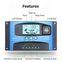 1 x RAW Customer Returns SolaMr 100A Solar Charge Regulator 12V 24V Solar Panel Battery Charge Regulator with LCD Display and Double USB Port - 100A - RRP €38.59