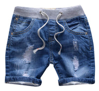 1 x RAW Customer Returns Happy Cherry Baby Holes Denim Shorts Kids Summer Elastic Waist Short Pants Drawstring Jeans Shorts - RRP €20.16