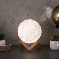 1 x RAW Customer Returns Essential Oil Humidifier with 3D Moon Shape LED Lighting in 3 Colors - Moon Lamp Silent Essential Oil and Aroma Diffuser - RRP €24.78