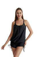 1 x Brand New Delsea Women s Tankini Set Two-Piece Swimsuit with Hot Pants Push Up Swimsuit Beachwear Tummy Control Swimwear S-XXL M, Black  - RRP €27.6