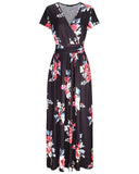 1 x RAW Customer Returns OUGES Summer Dress Women s Short Sleeve V-Neck Dresses Casual Boho Dress Maxi Dress with Pockets Party Dress Floral-6, L  - RRP €37.55