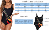 1 x RAW Customer Returns HAPPY SAILED Women s Swimsuit Print Tummy Control One-Piece Swimwear Sport Push Up Beachwear Beachwear Dark Blue, L  - RRP €35.28