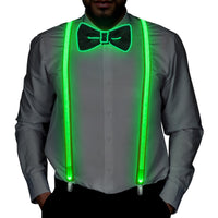 1 x RAW Customer Returns AN HUI MING 2 Pieces Led Suspenders Men LED Bow Tie Oktoberfest Men Outfit Party Gadgets for Music Festival, Halloween Costume Party - RRP €25.99