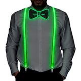 1 x RAW Customer Returns AN HUI MING Pack of 2 LED Suspenders Men s LED Bow Tie Oktoberfest Men s Outfit Party Gadgets for Music Festival, Halloween Costume Party - RRP €21.99