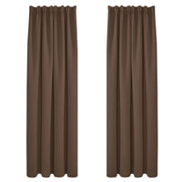 1 x RAW Customer Returns Deconovo Curtains Opaque Ruffle Tape Curtains Thermal Curtain Blackout, 245 x 140 cm Height x Width , Brown, Set of 2 - RRP €40.49