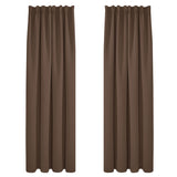 1 x RAW Customer Returns Deconovo Curtains Opaque Ruffle Tape Curtains Thermal Curtain Blackout, 245 x 140 cm Height x Width , Brown, Set of 2 - RRP €40.49