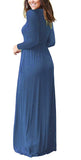 1 x Brand New AUSELILY Women s Long Sleeve Maxi Dresses Casual Long Dresses with Pockets M, Teal Flower  - RRP €30.13