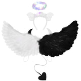 1 x Brand New Weewooday 2 Pieces Angel Costume Set Including Angel Wings with Angel Headband Angel Wings Suit with Elastic Bands for Children Adults Halloween Carnival Cosplay Red, White  - RRP €20.4