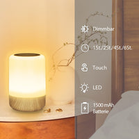 1 x RAW Customer Returns G rvitor LED Bedside Lamp Touch Dimmable, Table Lamp Battery Operated 8 Colors and 3 Modes, Wood Grain Night Light Battery USB Charging with Timing Function for Bedroom Living Room - RRP €19.91