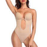 1 x RAW Customer Returns SLIMBELLE Shapewear Women s Body Backless Shaping Full Slip Figure-Shaping Seamless Bra Backless Dress with Straps Beige, L  - RRP €30.49