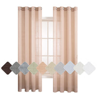 1 x RAW Customer Returns MIULEE Set of 2 Voile Curtains Sheer Linen Curtain with Eyelets Transparent Linen Look Curtain Eyelet Curtain Living Room Window Curtain Translucent Decorative Curtain Bedroom 140 x 245 cm W x H Peach - RRP €31.75