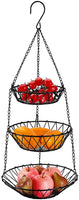 1 x RAW Customer Returns WUWEOT Hanging Fruit Basket with 3 Levels Made of Robust Wire 68cm Fruit Basket for Hanging Fruit Hanging Basket with Longer Individually Adjustable for Hanging and Storage for Fruit Vegetables Black - RRP €19.15