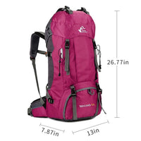 1 x RAW Customer Returns Bseash 60L Waterproof Lightweight Hiking Backpack with Rain Cover, Outdoor Sports Daypack Multifunctional Travel Bag for Climbing Camping Travel Pink Red  - RRP €47.99