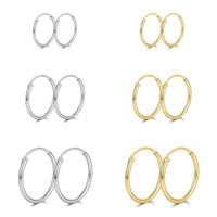 1 x RAW Customer Returns Bo Win 6 pairs of 925 sterling silver earrings women s earrings gold hoop earrings silver men s earrings small hypoallergenic hoop earrings set in 10, 12, 14 mm earrings for women men girls men women - RRP €16.33