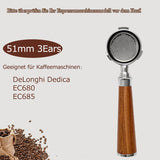 1 x RAW Customer Returns DJJUAJK Delonghi bottomless portafilter 51mm for Delonghi Dedica EC680 EC685 portafilter filter holder made of walnut wood and stainless steel - 3 Ears - RRP €20.16