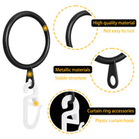 1 x RAW Customer Returns 40 pieces metal curtain rings, curtain hanging rings and plastic curtain hooks, 30 mm inner diameter for window curtain, bed curtain, shower curtain black  - RRP €13.1