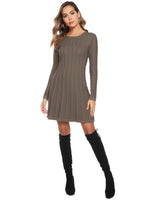 1 x RAW Customer Returns Gyabnw Women s Knitted Dress Elegant Turtleneck Sweater Dress A-Line Long Sleeve Pullover for Autumn Winter - RRP €36.96