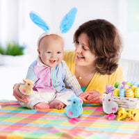 16 x Brand New Niumowa Easter decoration, wind-up toy rabbit, 4 pieces Easter bunny wind-up toy wind up toy wind-up figure plush rabbit bunny Easter gift for children girls and boys - RRP €307.2