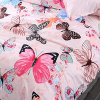 1 x RAW Customer Returns Freyamy children s bed linen 100 x 135 cm 2-piece pink colorful butterfly reversible bed linen brushed microfiber soft children s bed linen girls duvet cover with zipper and pillowcase 40 x 60 cm - RRP €22.72