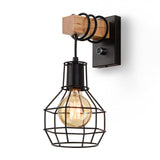 1 x RAW Customer Returns Glighone Wall Light Indoor Vintage Dimmable Wall Lamp Black Industrial Retro Lamp Made of Metal and Wood E27 with Switch for Staircase Hallway Cafe Bar Restaurant Hotel Living Room Without Bulb  - RRP €37.99