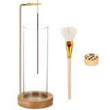 1 x RAW Customer Returns ASMPCUE Wooden Incense Holder, Incense Sticks with Removable Glass Ash Catcher, Cleaning Brush and Brass Incense Holder for Yoga, Meditation, Room Decoration Circle Circle  - RRP €18.14