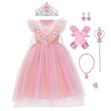 1 x RAW Customer Returns Girls Princess ELSA Anna Snow Queen Frozen Dress Children Tulle Costume Christmas Halloween Ice Princess Disguise Carnival Birthday Gift Dress Up 03-Pink 5-6 Years - RRP €25.76