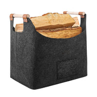 1 x RAW Customer Returns XL wood basket for firewood, 45 40 32cm firewood basket made of extra thick felt, foldable firewood basket with carrying handles, felt bag shopper felt basket for toys, clothes, firewood - RRP €12.78