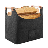 1 x RAW Customer Returns XL wood basket for firewood, 45 40 32cm firewood basket made of extra thick felt, foldable firewood basket with carrying handles, felt bag shopper felt basket for toys, clothes, firewood - RRP €12.78