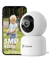 1 x RAW Customer Returns COCOCAM 5MP Indoor Security Camera, 2.4 5GHz WiFi Surveillance Camera for Baby Animal, 355 P 95 T, AI Motion Detection, Automatic Tracking, 2-Way Audio, Cloud SD, Compatible with Alexa - RRP €29.99