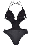 1 x RAW Customer Returns heekpek One Piece Swimsuit Women V-Neck Sexy Halter Bikini Cut Out Triangle Swimwear Women - RRP €33.99