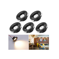 1 x RAW Customer Returns Midore Mini LED recessed spotlight 3W, aluminum LED spots swiveling, pack of 5 recessed ceiling spotlights with transformer 230V, small COB downlights, ceiling spots for cupboard, kitchen, living room - RRP €22.98