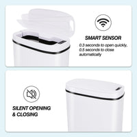 1 x RAW Customer Returns GIOVARA Bathroom Trash can with sensor, 14L waterproof motion sensor trash can, 3.7 gallon slim plastic trash can automatic trash can for bedroom, bathroom, kitchen, office, white - RRP €26.62